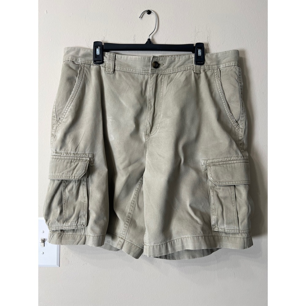 Amazon Essentials Mens Khaki Cargo Shorts Tan Cotton Twill Size 38W Utility